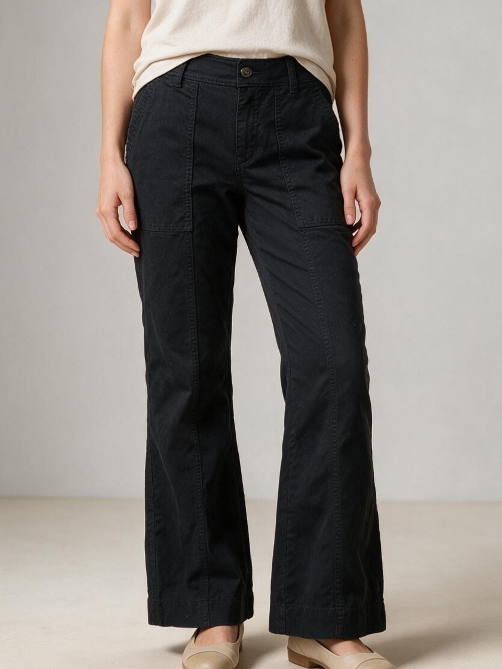 Old Navy Black Boot-Cut Utility Pants with Patch Pockets